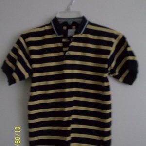 basic IMAGE Boys Size M 10/12 Short Sleeved Polo Shirt Yellow/Black/White Stripe